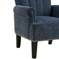 thumbnail image 6 of Living Room Accent Armchair with High Backrest and Rolled Arm, Modern Upholstered Chair with Rivet Trim and Rubber Wood Legs Suitable for Bedroom Apartment and Office, Navy, 6 of 7