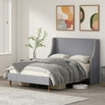 thumbnail image 2 of Queen Size Bed Frame, Platform Bed Frame with Upholstered Headboard, Modern Deluxe Wingback, Wood Slat Support, Mattress Foundation, 2 of 8
