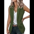thumbnail image 2 of Chaleco Blazer Sin Mangas para Mujer, Informal, con Abertura Frontal, un Botón, Chaqueta de Verano con Bolsillos. Verde M, 2 of 6