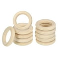 thumbnail image 1 of Unique Bargains 30mm Unfinished Wooden Rings, 30 Pack Natural Solid Circle Rings DIY Craft Unfinished Wooden Rings, Wood Color, 1 of 8