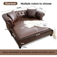 thumbnail image 4 of 63" Oversized Brown Faux Leather Chaise Lounge, Indoor Couch Bed with Rolled Arms & 2 Pillows, 4 of 7
