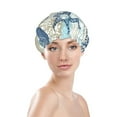 thumbnail image 3 of Balery Algae Corals And Seashells Shower Caps, Double Layer Waterproof Shower Cap, Double Layers Reusable Shower Cap With Soft Comfortable For Long Thick Hair Soft Bath Shower Hair Caps, 3 of 9