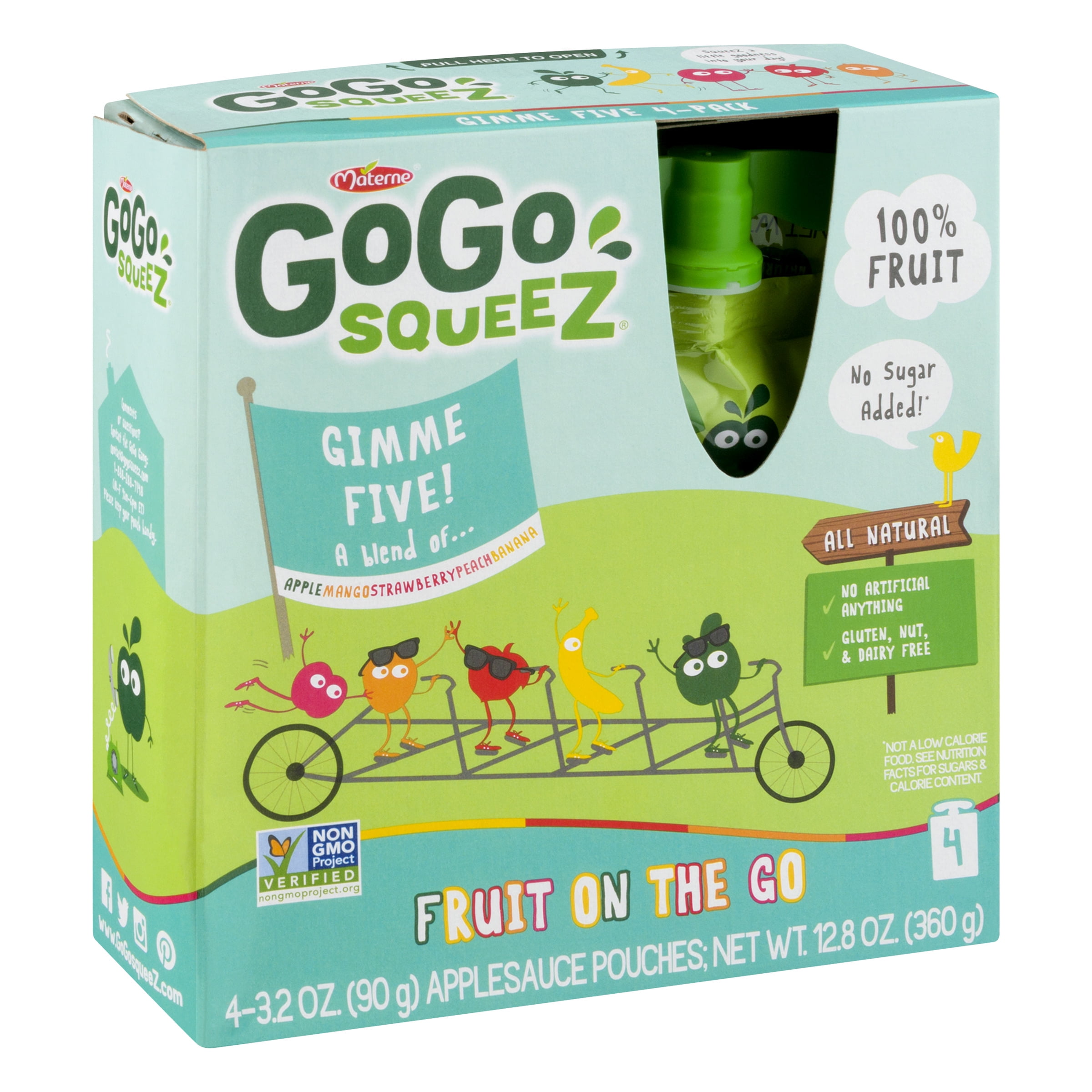 GoGo squeeZ Applesauce, GIMME 5, 3.2 Oz, 4 Ct