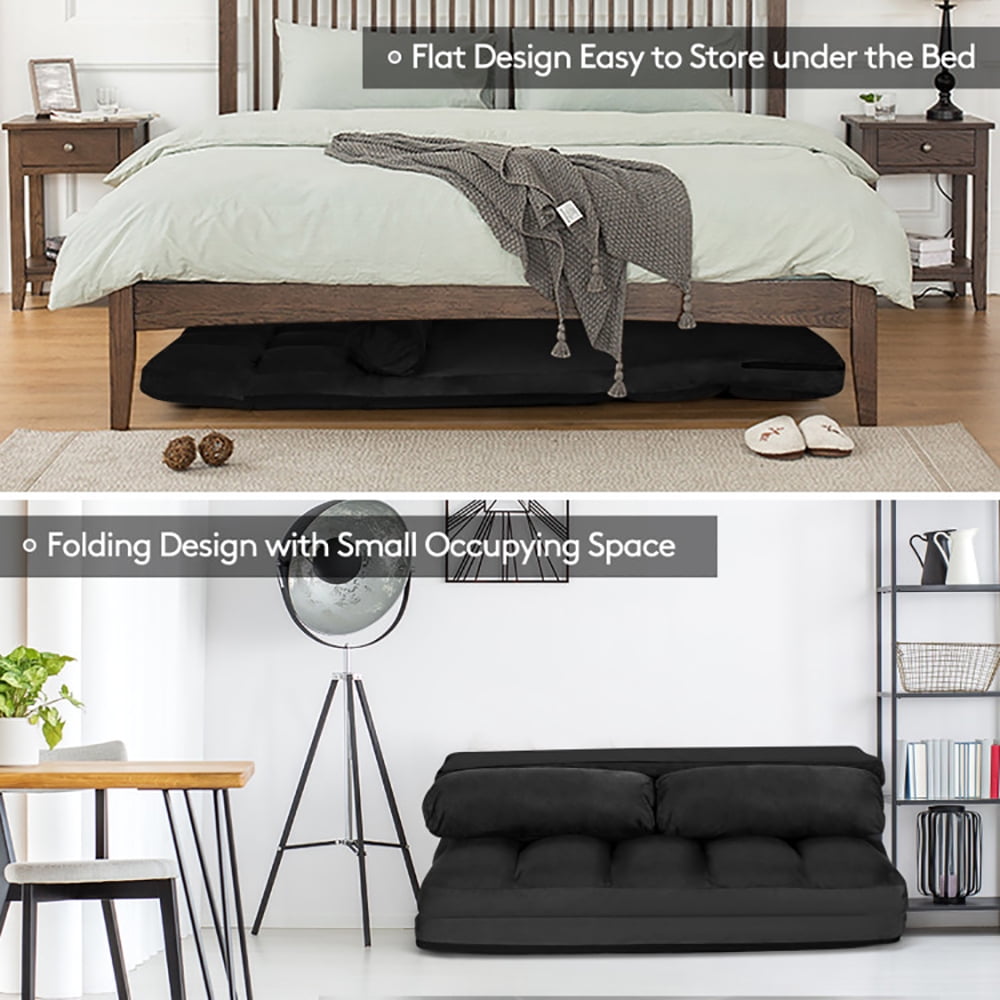 Finihen Fold Sofa Bed, Fold Out Couch, 6-Position Foldable Floor Sofa Bed with Detachable Cloth Cover, Washable Cover, Black Finihen Fold Sofa Bed, Fold Out Couch, 6-Position Foldable Floor Sofa Bed with Detachable Cloth Cover, Washable Cover, Black