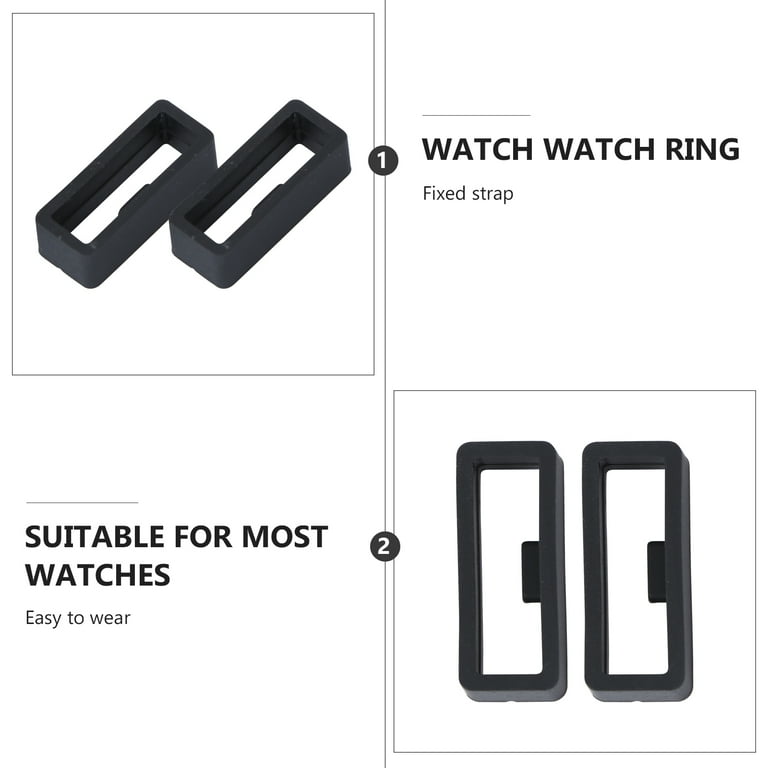 Frcolor 2PCS Silicone Watch Band Strap Loops Strap Silicone Ring