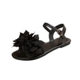 thumbnail image 2 of Women's Fashionable Summer Floral Pointed Toe Flat Sandals-Solid Color Flower Casual Slippers Black 43, 2 of 9