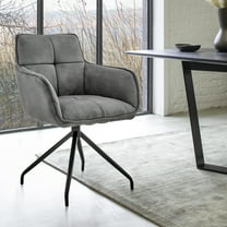 Noah Dining Room Accent Chair in Charcoal Fabric and Brushed Stainless Steel Finish