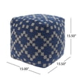 thumbnail image 4 of Noble House Corinthian Polystyrene Fabric Cube Pouf in Blue and White, 4 of 4