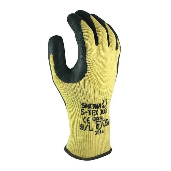 Showa Coated Gloves,Black/Yellow,L,PR S-TEX303L-09
