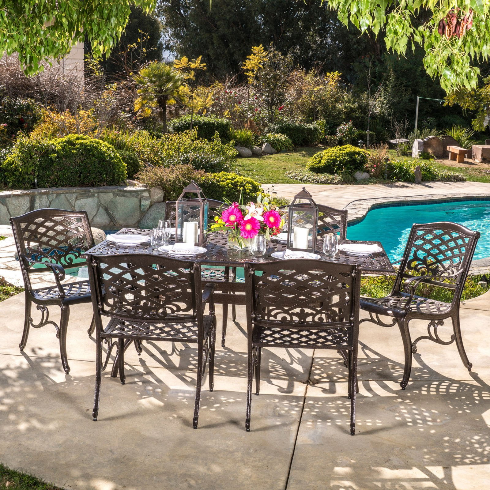 Michelle Aluminum 7 Piece Rectangular Patio Dining Set