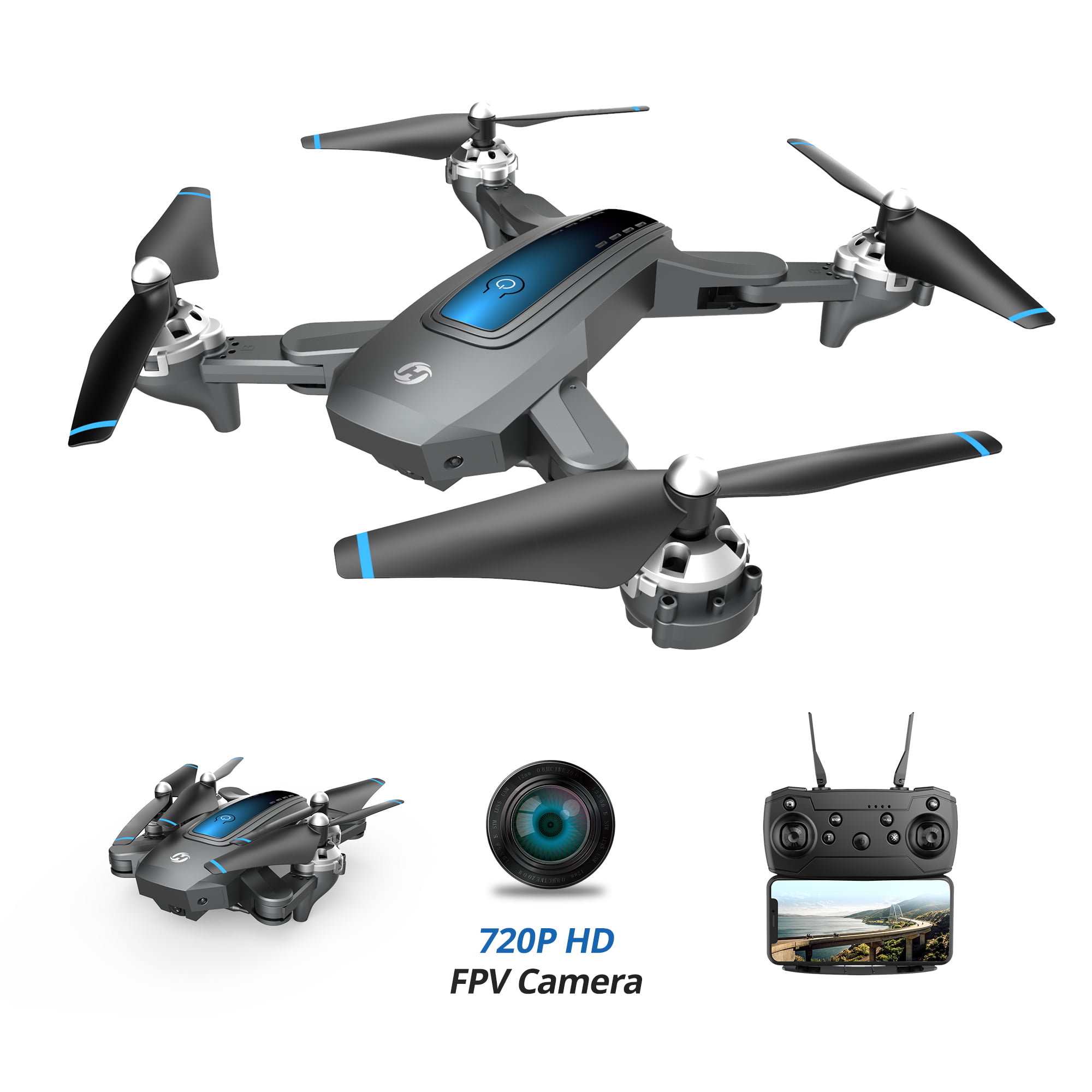 Details about   Holy Stone HS240/D10 Foldable FPV Drone with Camera 720P Quadcopter 2 Batteries 