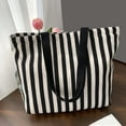 thumbnail image 5 of CHUMUD Women's Striped Canvas Shoulder Tote, Retro Casual Handbag, Reusable Multi-Purpose Travel & Grocery Bag, 5 of 8