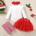 thumbnail image 5 of OSOLU Children Girls Clothing Sets Infant Chiristmas Letters Prints Flare Long Sleeve Romper Skirt Hairband Socks Outfit Elegant Chic Sets, 5 of 8