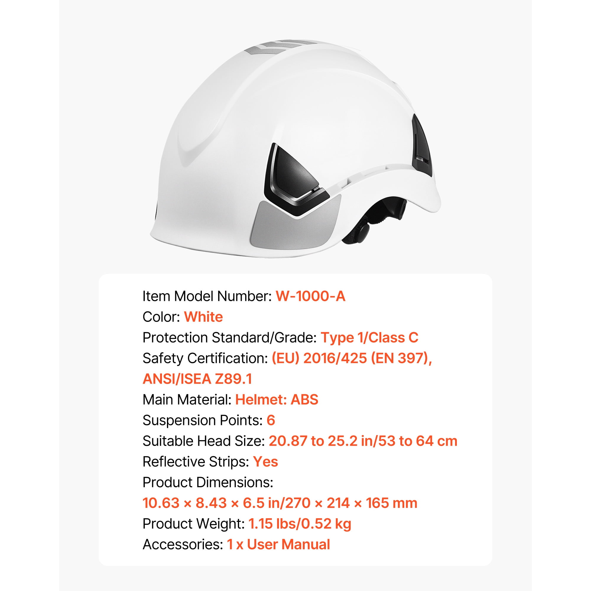 KFFKFF Adjustable ABS Safety Helmet with 6-Point Ratchet Suspension, ANSI/ISEA Z89.1 Certified Hard Hat for Indoor and Outdoor Industrial Use, Vented Design for Construction and Workwear