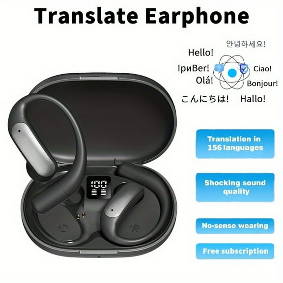 [3-in-1 AI Translator Earbuds] 3-in-1 AI Translator Earbuds | Real-Time 156 Languages Translation, 5.4 Wireless Headphones, For IOS And Android, Travel Business Learning