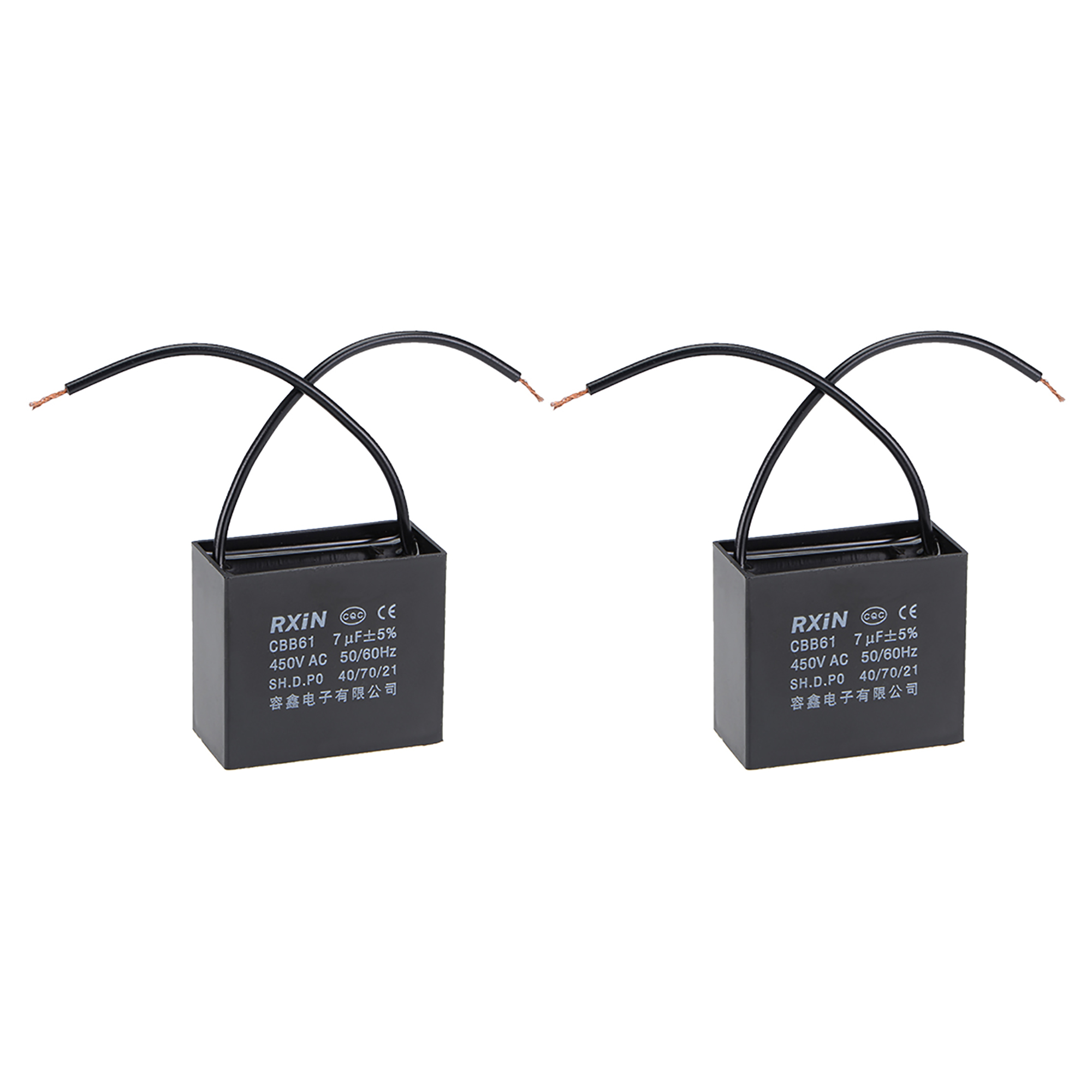 2 Wire Cbb61 Ceiling Fan Capacitor 7uf 450v Ac Metallized