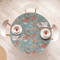 thumbnail image 4 of Ambesonne Vintage Fitted Round Tablecloth, Butterfly Retro Flowers Art, 36"- 40" Diameter, Pale Teal Umber and Salmon, 4 of 5