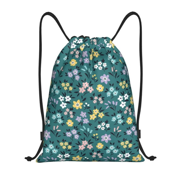 Fotbe Floral Bolsa Mochila con Cordón Estampada, Bolsa de Gimnasio Deportiva, Bolsa Cinch, Bolsa con Cordón para Hombres y Mujeres-Small