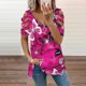 thumbnail image 2 of Elegante blusa estampada con cuello en V para mujer, camiseta suelta de manga corta con cremallera OAVQHLG3B Store  lin121212, 2 of 5