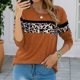 thumbnail image 2 of Top casual de leopardo empalmado de manga larga con cuello en O para mujer Pompotops  gfhjh16304, 2 of 5
