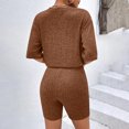 thumbnail image 6 of Viluyesy Tops Elastic Waist Short Pants 2PC Women Round Neck T-Shirt and Shorts Set Pocket Shirt and Shorts Sets Two PC Brown Size L, 6 of 9