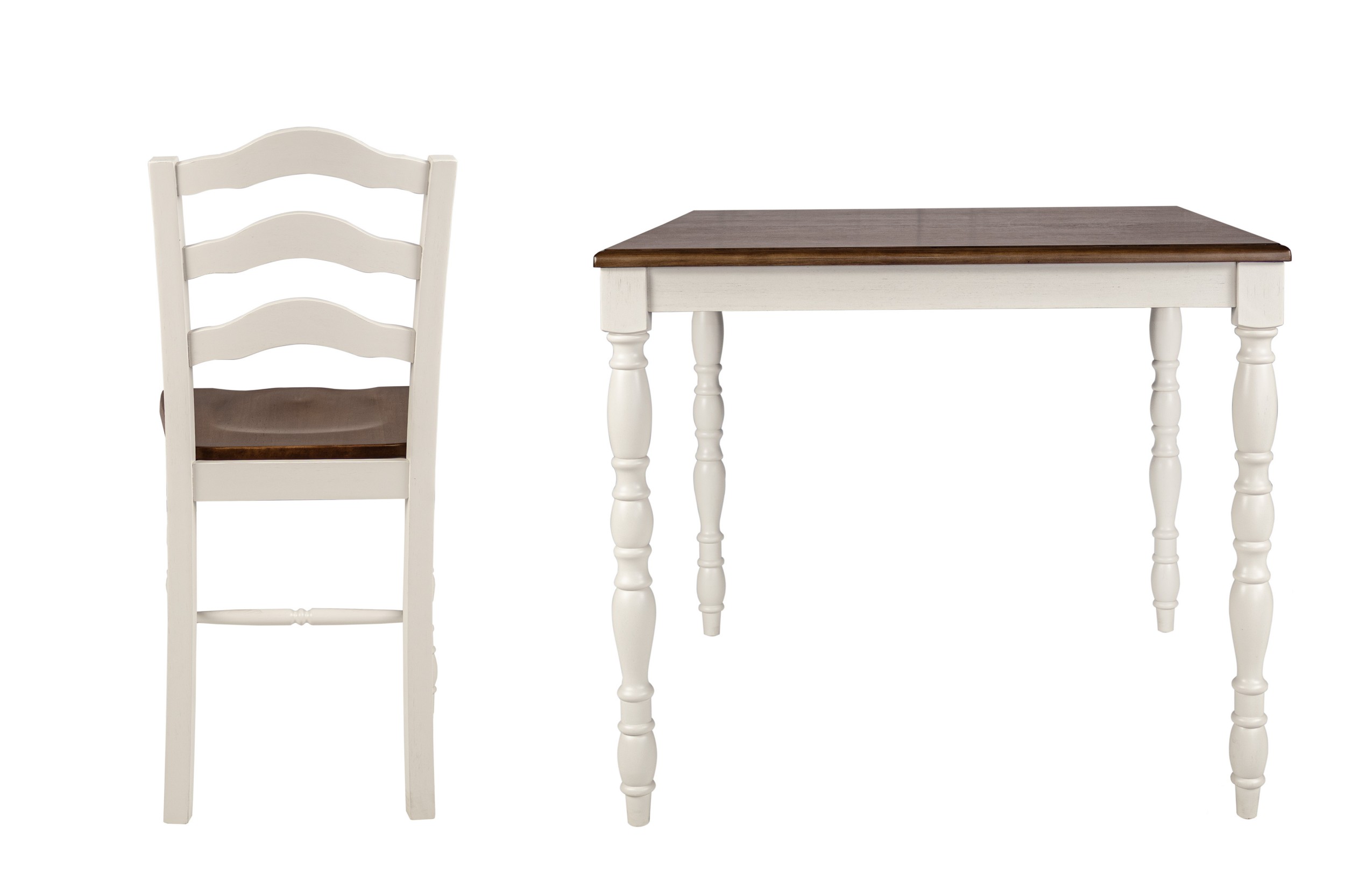 Aukfa 5-Piece Counter-Height Dining Set with 4 Chairs, Modern Farmhouse Kitchen Table Set for Dining Room or Small Spaces, White/Brown