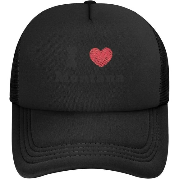 I Love Montana Baseball Cap for Men Women Snapback Adjustable Mesh Back Hat