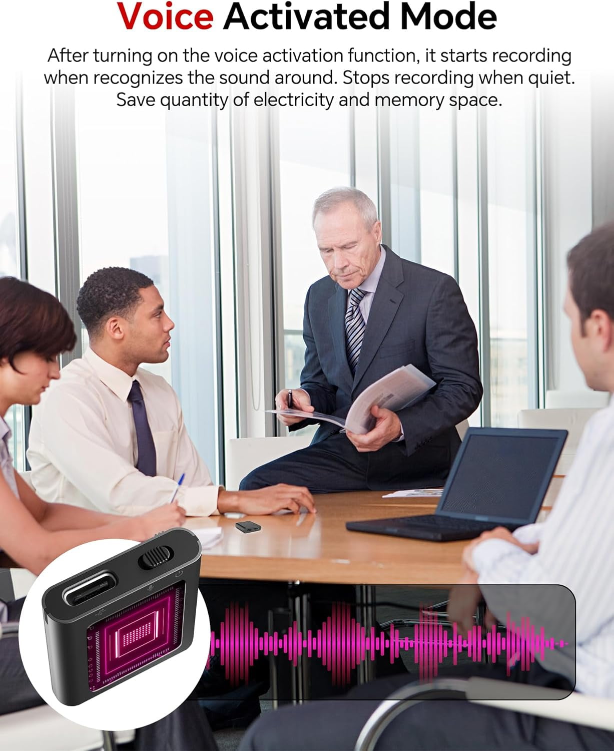 128 B Di ital Voice Recorder, Rechar eable Audio Voice Activated Recorder – Perfect for Recordin Lectures, Meetin s, Conversation and Interviews MicroSD Card (128 B Black)