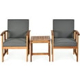 thumbnail image 2 of Topbuy 3-Piece Outdoor Acacia Wood Sectional Conversation Sofa Set with Grey Cushions, 2 of 10