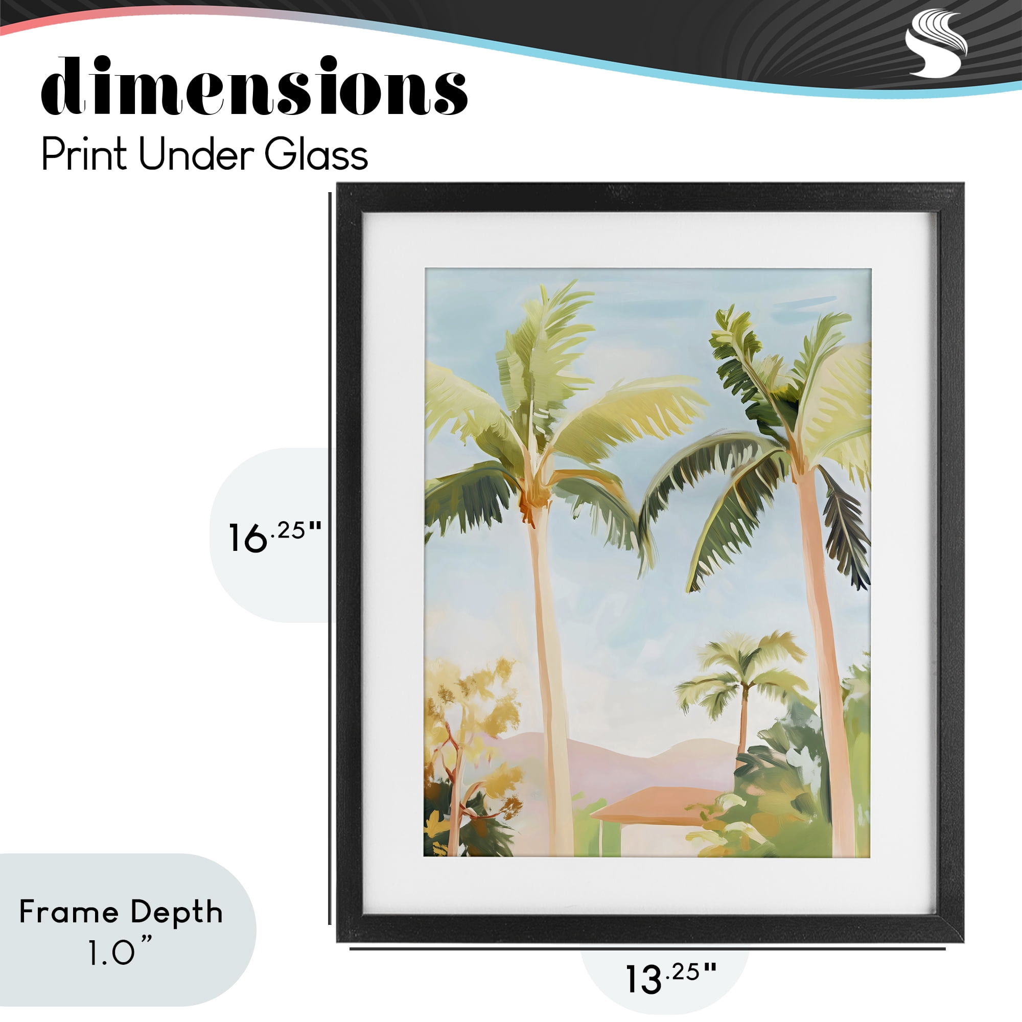Stupell Industries Rising Above Tropical Palms Black Framed Print Under Glass, design by The Prints Vibe