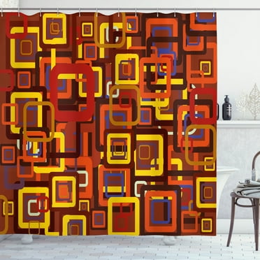 Ambesonne Abstract Shower Curtain, Colorful Trippy Square, 69"Wx70"L, Multicolor
