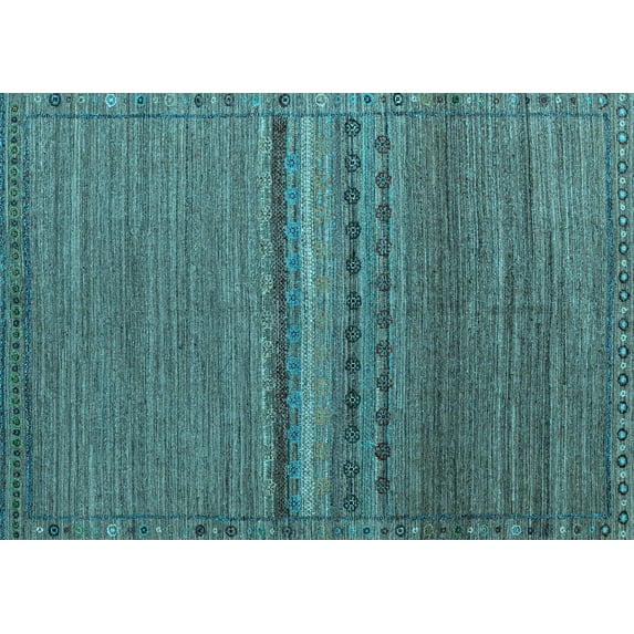 Ahgly Company Indoor Rectangle Abstract Light Blue Modern Area Rugs, 7' x 9'