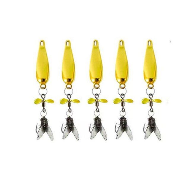5 Pcs Metal Propeller Fishing Lure for Catching Fish, Bionic Fly Fishing Bait with Propellers, ly Spinning Propeller Metal Sequin Soft Bait, Bass Fly Fish Lures Kit, Fishings Baits & Catfish Baits