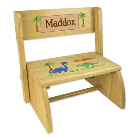 Personalized Dinosaur Natural Flip Stool