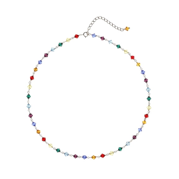LTC Designs Austrian Crystal Multi Color Beaded Choker Necklace, 14"   3" Extender for Adults