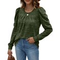 thumbnail image 5 of Sweats à Col Rond Plissés pour Femmes Soufflé Manches Tunique Tops S-3XL, 5 of 5