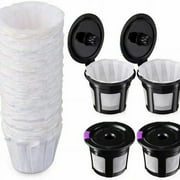 Keurig Reusable K Cups Pods Filters Set, 4 Pack + 100 PCS Coffee paper filters