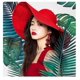 thumbnail image 1 of Straw Hat French Fashion Solid Color Big Brim Sun Hat Summer Travel Vacation Sun Hat Seaside Beach Cap, Red, 1 of 4