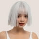 thumbnail image 3 of Guardurnaity Peluca de mujer, pelo corto y liso, fiesta, vacaciones, Club, vestido elegante, decoración de Cosplay, regalos de disfraces para mujeres y Cuidado del cabello Gris Guardurnaity CE014354-06, 3 of 4