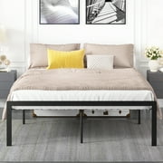 Yoneston Queen Size 16 inch Heavy Duty Metal Platform Bed Frame with Large Under-Bed Storage Space, Black