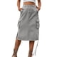 thumbnail image 1 of Falda midi con cordones de denim para mujer: informal, de longitud media, corte A, versátil para primavera/otoño, 1 of 5