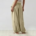 thumbnail image 7 of Summer Saving Wycnly on Sale Pants for Women Womens High Waist Trousers Vintage Linen Solid Drawstring Loose Wide Leg Pants Casual Elastic Waist Palazzo Pants with Pocket, 7 of 7