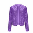 thumbnail image 5 of Wowcloth Woman's Blazer, Round Neck Long Sleeve with Sequin Detail and Open Front, Casual Versatile for Party and Daily Wear, 5 of 6