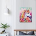 thumbnail image 3 of Chilfamy Unicorn Wall Decor Pictures Pink Girls Room Bedroom Bathroom Wall Art Cute Unicorn  Watercolor Painting Artwork Pink Rainbow Framed Canvas Print Nursery Kids Birthday Gifts 16x20 in/12x16 in, 3 of 4