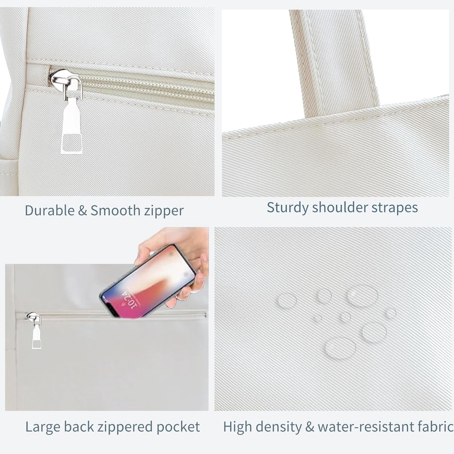 Women Multi Pockets Zipper Waterproof Lightweight Tote Bag Casual Large Shoulder Handbags Cute Canvas College Totes