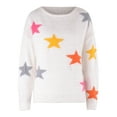 thumbnail image 5 of WRKEKC Women's Velvet Soft Knit Pullover Sweater Stars Print Crewneck Long Sleeve Casual Plush Cozy Basic Tops Womens Sweater, 5 of 10