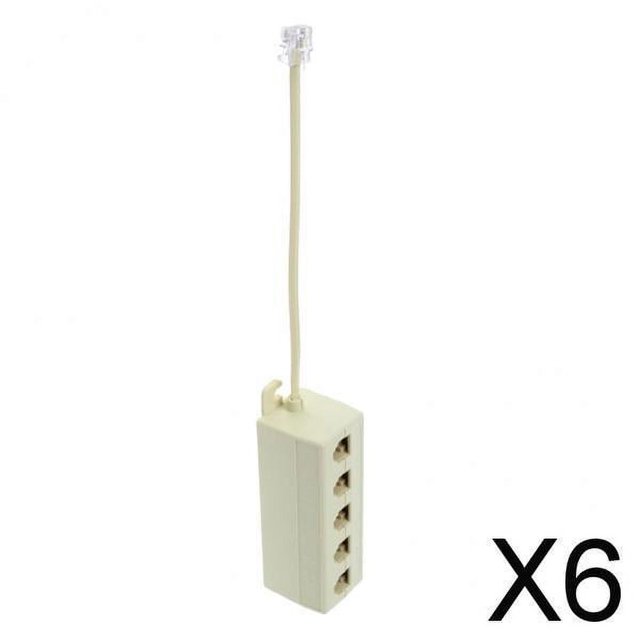 5 Way Outlet 4C RJ11 Teléfono Teléfono Modular Jack Adaptador Divisor de Línea 6 piezas