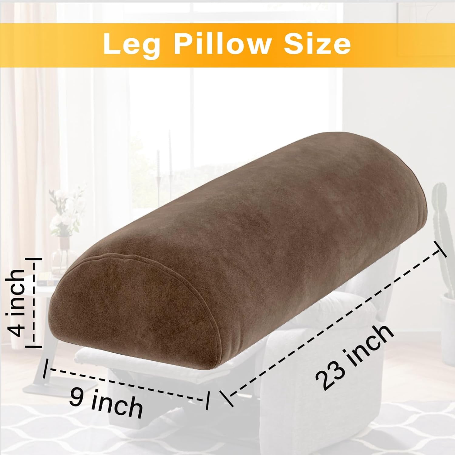 TAVENE Recliner Leg Rest Cushion with Strap, Memory Foam Under Knee Pillow for Back Sleeping and Foot Elevation, Half Moon Bolster Pillow for Chair, Head, Lumbar Support