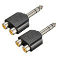 thumbnail image 1 of Adaptador y convertidor de audio divisor en Y de 2 conectores estéreo macho de 6,35 mm y 1/4 de pulgada a 2 conectores RCA hembra dobles., 1 of 5