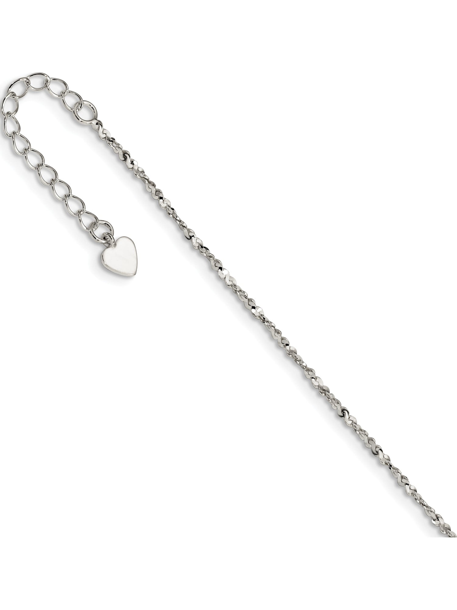 Anklet 925 Sterling Silver Polished With Cubic Zirconia W//1 Inch Ext 9 Inch